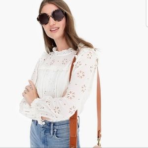 J crew white eyelet blouse top 3x